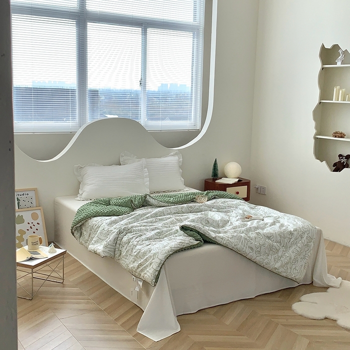 91家纺网 家纺一手货源 找家纺 星期八 2023新款全棉豆豆春秋被夏被 绿玫瑰