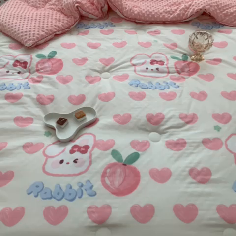 91家纺网 家纺一手货源 找家纺 星期八 2023新款全棉豆豆春秋被夏被 绿玫瑰