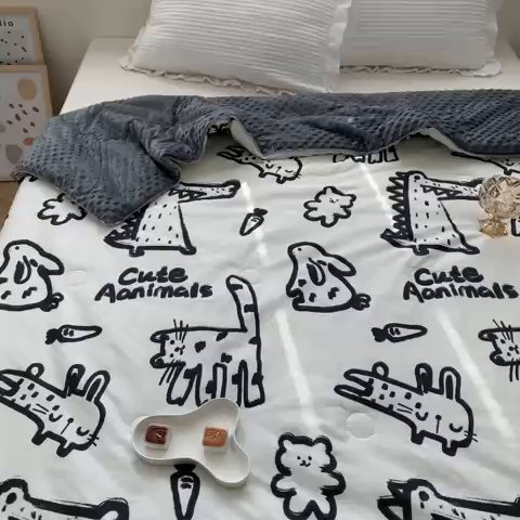 91家纺网 家纺一手货源 找家纺 （总）星期八 2023新款全棉豆豆春秋被夏被