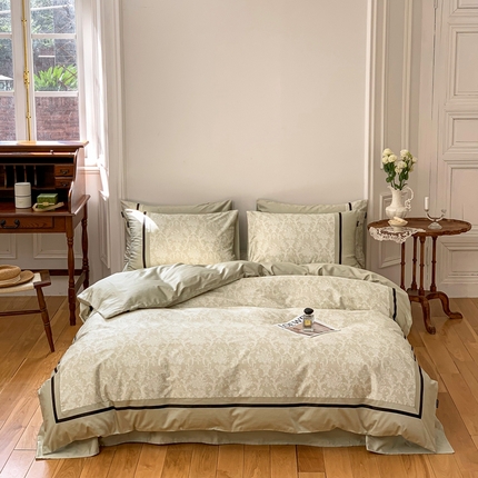 91家纺网 家纺一手货源 找家纺 玉宇阁家居 2023新款100支长绒棉数码印花系列 诺亚利斯-星冰绿