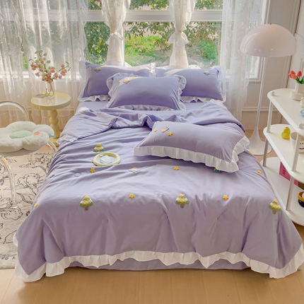 91家纺网 家纺一手货源 找家纺 （总）麦朵家居 2023新款花边款毛巾绣夏被四件套