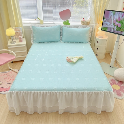 同田 2023新款凉豆豆床裙款凉席冰丝凉感豆豆席 碧蓝