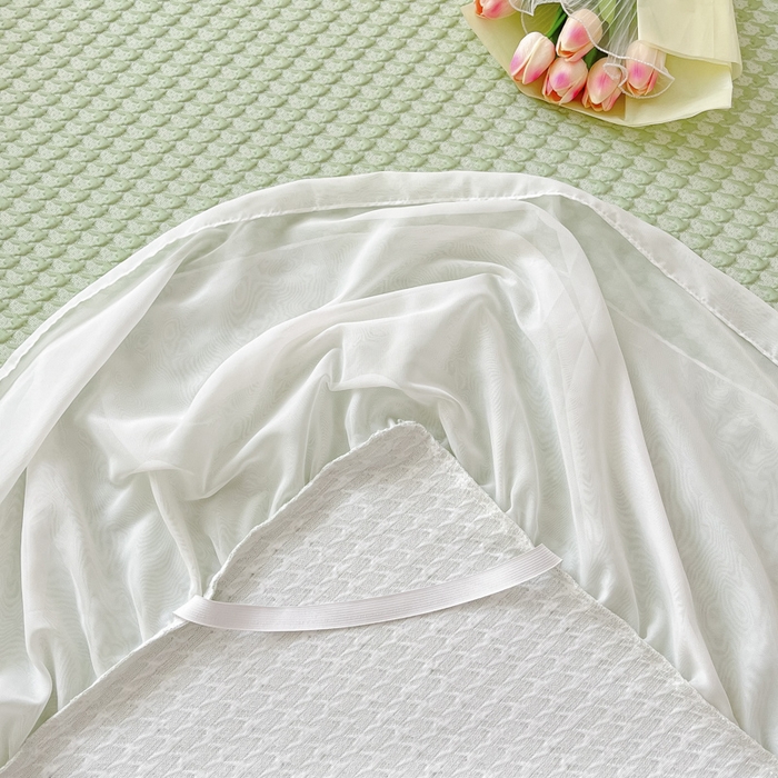 91家纺网 家纺一手货源 找家纺 同田 2023新款凉豆豆床裙款凉席冰丝凉感豆豆席 草绿