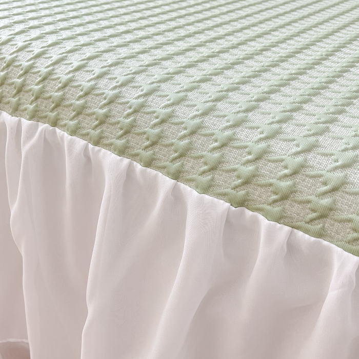 91家纺网 家纺一手货源 找家纺 同田 2023新款凉豆豆床裙款凉席冰丝凉感豆豆席 草绿