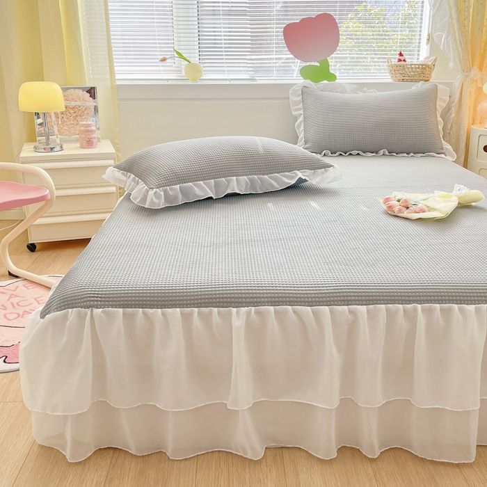 91家纺网 家纺一手货源 找家纺 同田 2023新款凉豆豆床裙款凉席冰丝凉感豆豆席 豆豆银灰