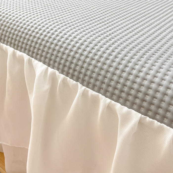 91家纺网 家纺一手货源 找家纺 同田 2023新款凉豆豆床裙款凉席冰丝凉感豆豆席 豆豆银灰