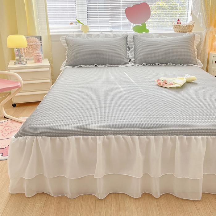 91家纺网 家纺一手货源 找家纺 同田 2023新款凉豆豆床裙款凉席冰丝凉感豆豆席 豆豆银灰