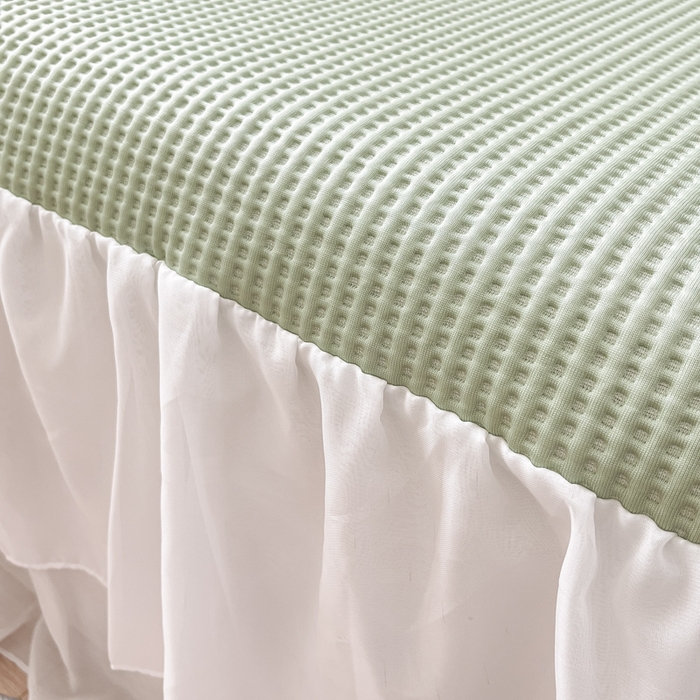 91家纺网 家纺一手货源 找家纺 同田 2023新款凉豆豆床裙款凉席冰丝凉感豆豆席 果绿