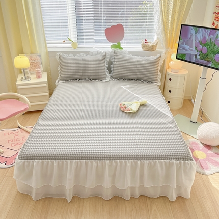 同田 2023新款凉豆豆床裙款凉席冰丝凉感豆豆席 银灰