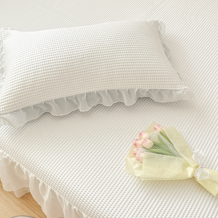 91家纺网 家纺一手货源 找家纺 同田 2023新款凉豆豆床裙款凉席冰丝凉感豆豆席 象牙白