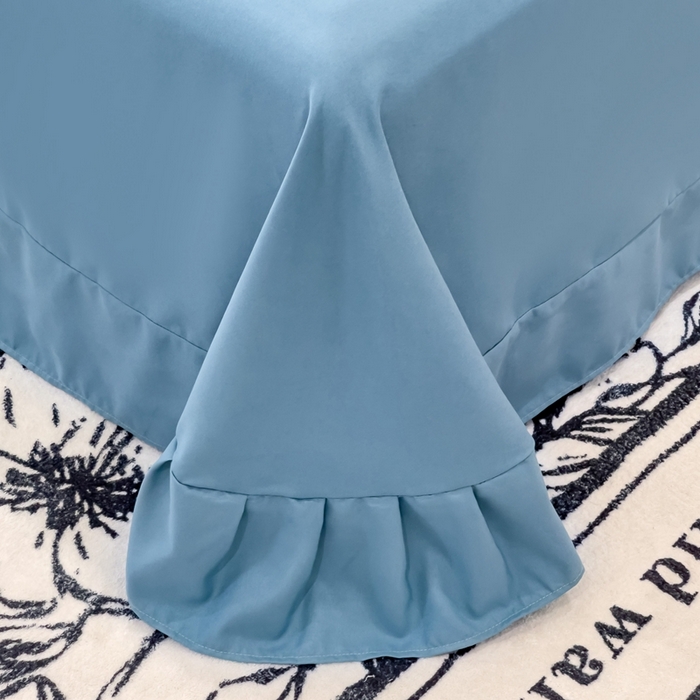 91家纺网 家纺一手货源 找家纺 金米诺 2024新款水洗磨毛刺绣四件套 幸运花-宾利蓝