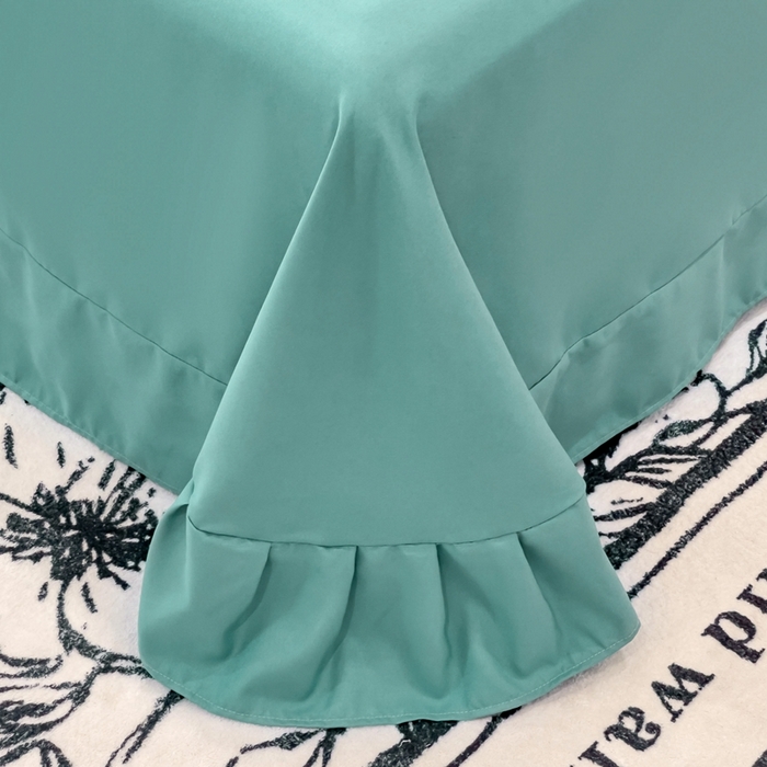 91家纺网 家纺一手货源 找家纺 金米诺 2024新款水洗磨毛刺绣四件套 幸运花-清新绿