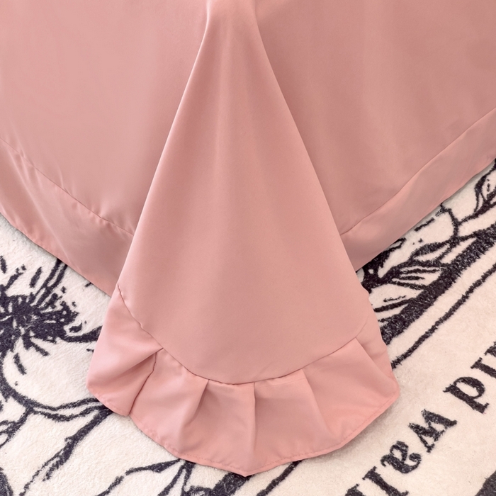 91家纺网 家纺一手货源 找家纺 金米诺 2024新款水洗磨毛刺绣四件套 幸运花-浅豆沙