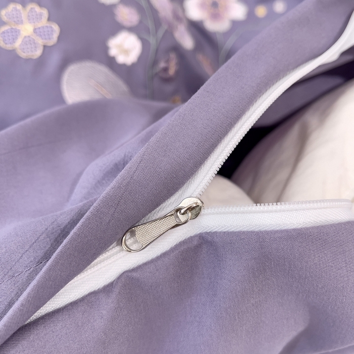 91家纺网 家纺一手货源 找家纺 金米诺 2024新款水洗磨毛刺绣四件套 幸运花-香芋紫