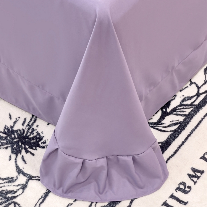 91家纺网 家纺一手货源 找家纺 金米诺 2024新款水洗磨毛刺绣四件套 幸运花-香芋紫