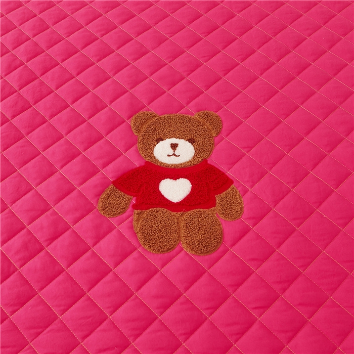 91家纺网 家纺一手货源 找家纺 屹成家纺 2024年水洗棉毛巾绣款床裙四件套 玫红