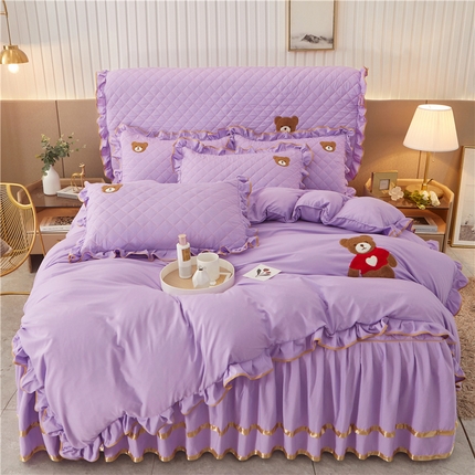 91家纺网 家纺一手货源 找家纺 （总）屹成家纺 2024年水洗棉毛巾绣款床裙四件套