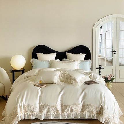 91家纺网 家纺一手货源 找家纺 馨蕊家居  2023新款天丝温莎夫人四件套 温莎夫人-元气白桃