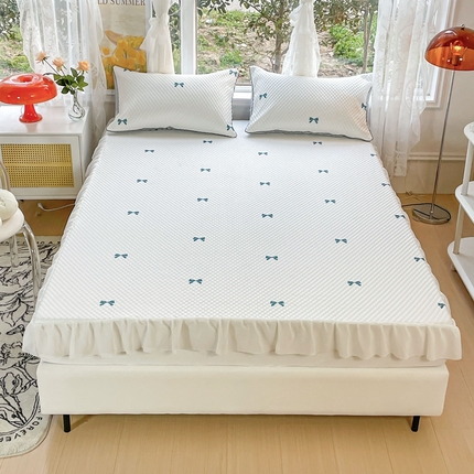 宅部落 2023新款凉感摩豆豆小花边床笠席 凉感摩豆豆-蝴蝶结