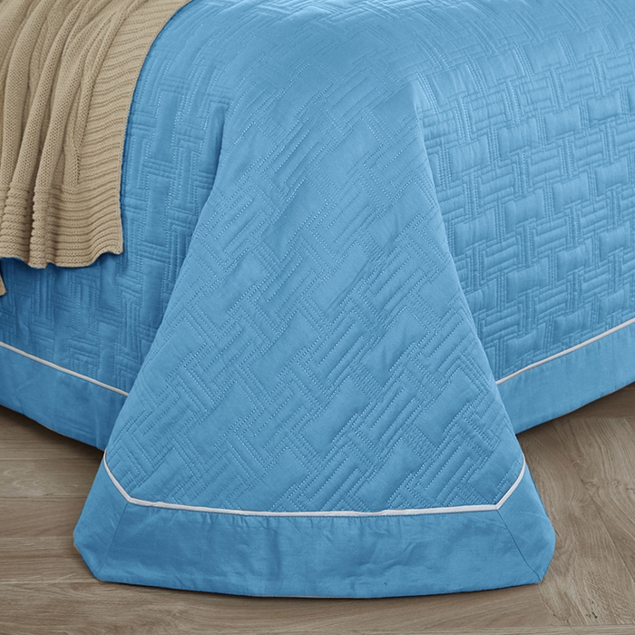 91家纺网 家纺一手货源 找家纺 （总）优乐家纺 2023新款双面全棉斜纹绗绣床盖唐顿系列三件套