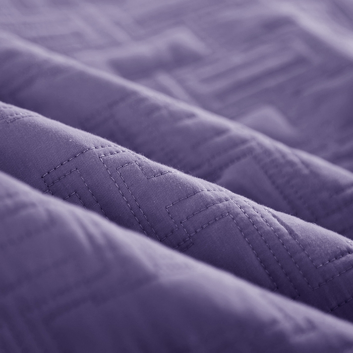 91家纺网 家纺一手货源 找家纺 优乐家纺 2023新款双面全棉斜纹绗绣床盖唐顿系列三件套 唐顿-浪漫紫