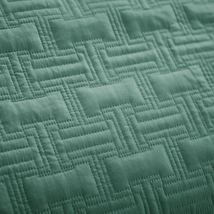 91家纺网 家纺一手货源 找家纺 优乐家纺 2023新款双面全棉斜纹绗绣床盖唐顿系列三件套 唐顿-森林绿