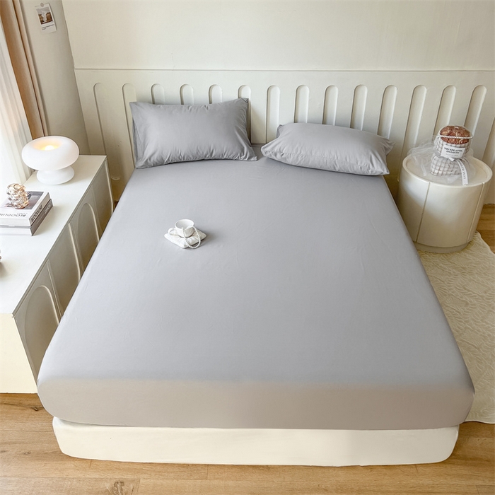 91家纺网 家纺一手货源 找家纺 857家居 2023新款全棉纯色床笠床单 夜空灰