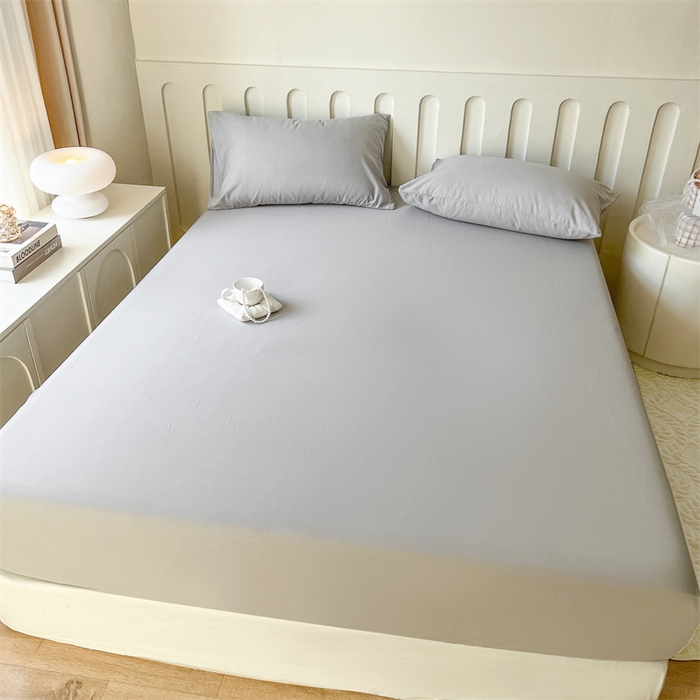 91家纺网 家纺一手货源 找家纺 857家居 2023新款全棉纯色床笠床单 夜空灰