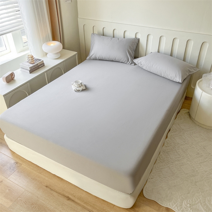 91家纺网 家纺一手货源 找家纺 857家居 2023新款全棉纯色床笠床单 夜空灰