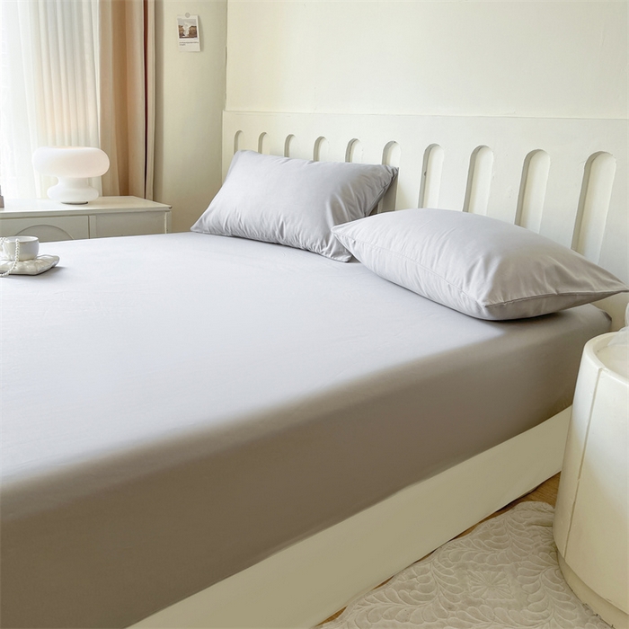 91家纺网 家纺一手货源 找家纺 857家居 2023新款全棉纯色床笠床单 夜空灰