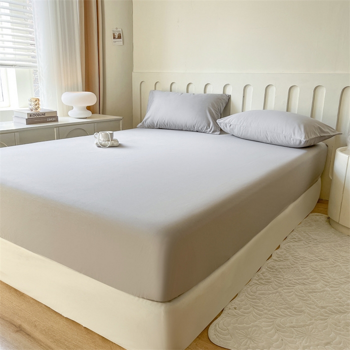 91家纺网 家纺一手货源 找家纺 857家居 2023新款全棉纯色床笠床单 夜空灰