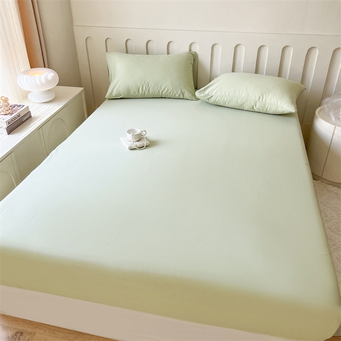 91家纺网 家纺一手货源 找家纺 857家居 2023新款全棉纯色床笠床单 嫩绿