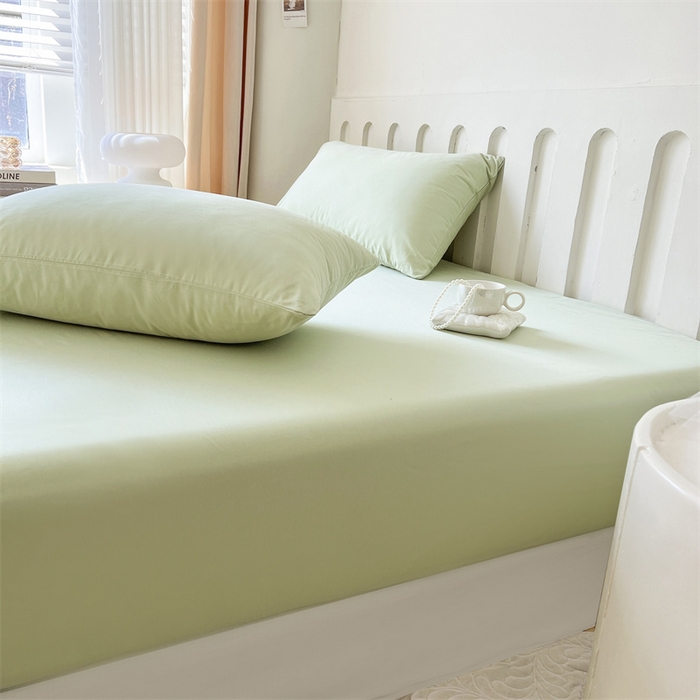 91家纺网 家纺一手货源 找家纺 857家居 2023新款全棉纯色床笠床单 嫩绿