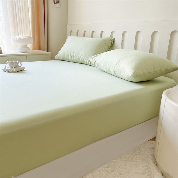 91家纺网 家纺一手货源 找家纺 857家居 2023新款全棉纯色床笠床单 嫩绿