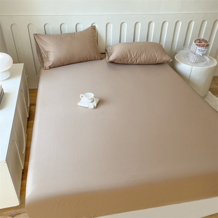 91家纺网 家纺一手货源 找家纺 857家居 2023新款全棉纯色床笠床单 巧克力咖