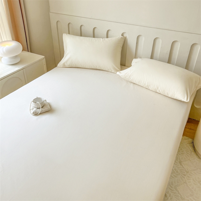 91家纺网 家纺一手货源 找家纺 857家居 2023新款全棉纯色床笠床单 珍珠白