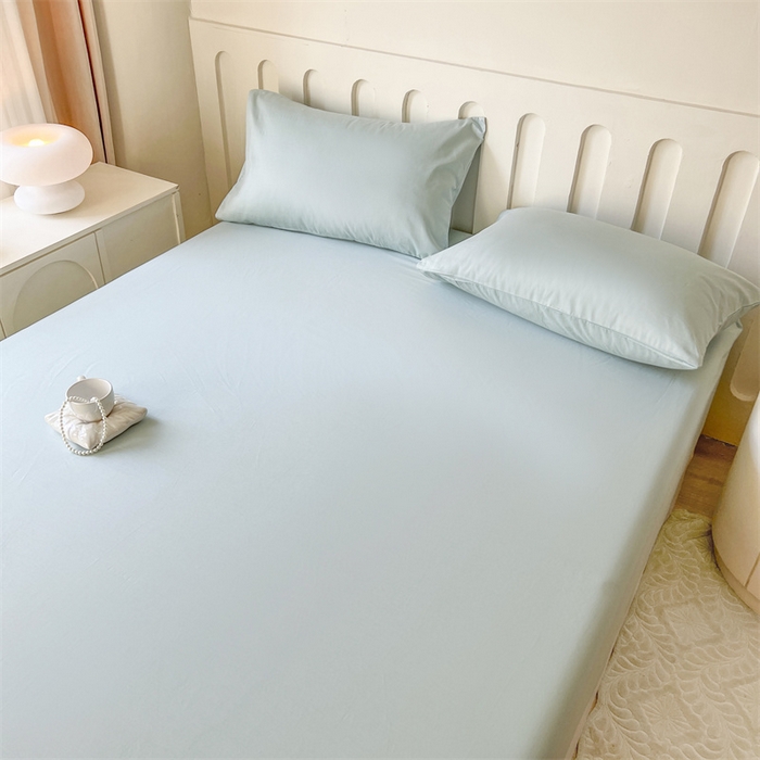 91家纺网 家纺一手货源 找家纺 857家居 2023新款全棉纯色床笠床单 蔚蓝