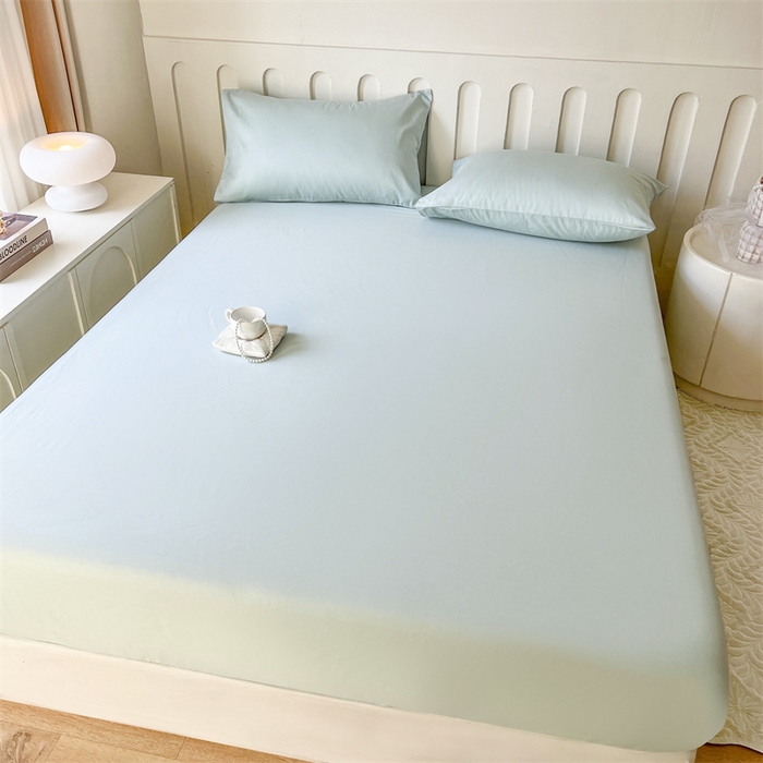 91家纺网 家纺一手货源 找家纺 857家居 2023新款全棉纯色床笠床单 蔚蓝