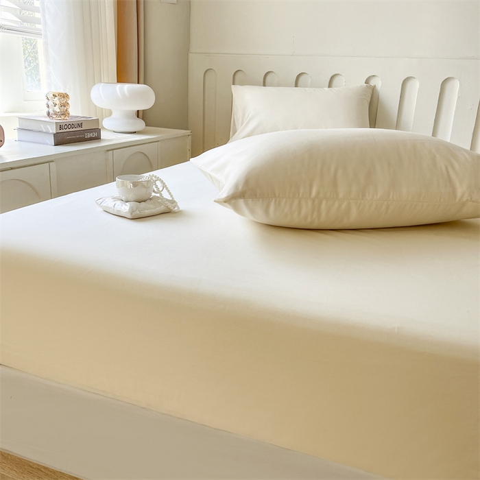 91家纺网 家纺一手货源 找家纺 857家居 2023新款全棉纯色床笠床单 珍珠白