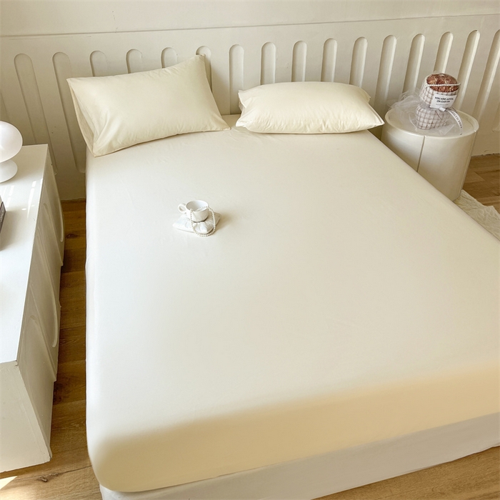 91家纺网 家纺一手货源 找家纺 857家居 2023新款全棉纯色床笠床单 珍珠白