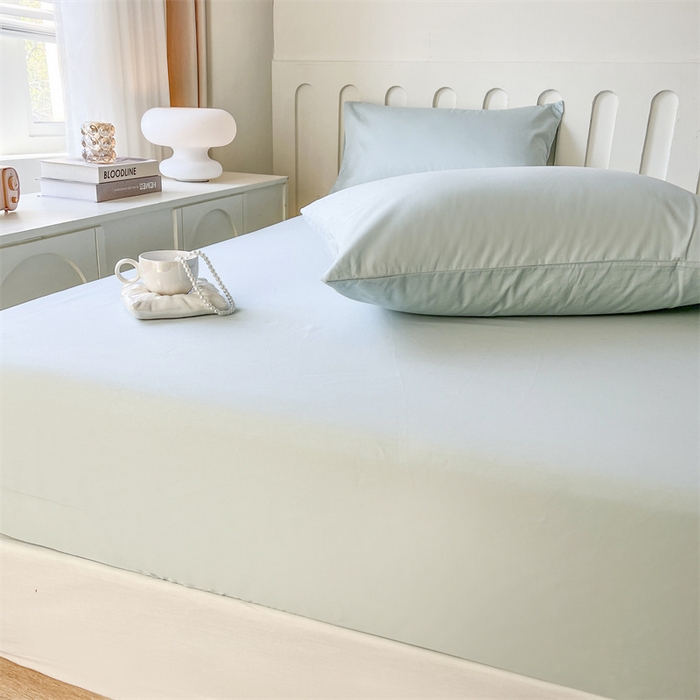 91家纺网 家纺一手货源 找家纺 857家居 2023新款全棉纯色床笠床单 蔚蓝