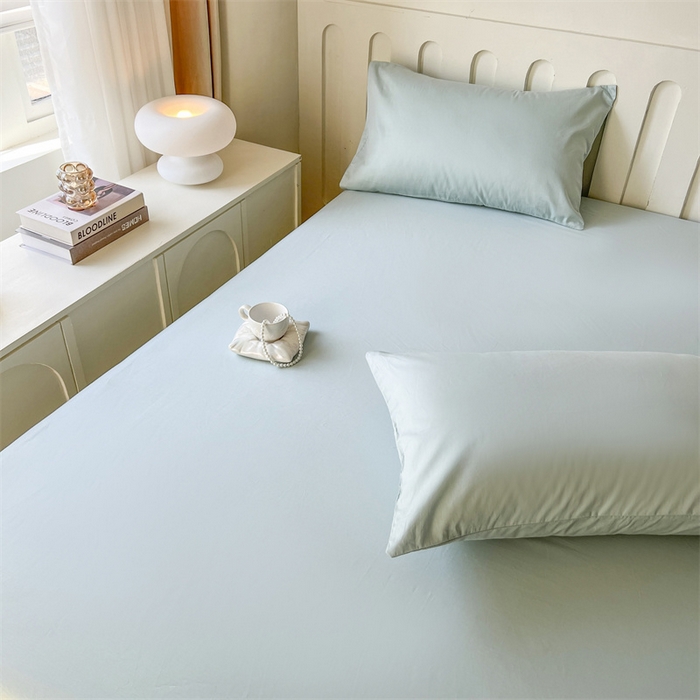 91家纺网 家纺一手货源 找家纺 857家居 2023新款全棉纯色床笠床单 蔚蓝