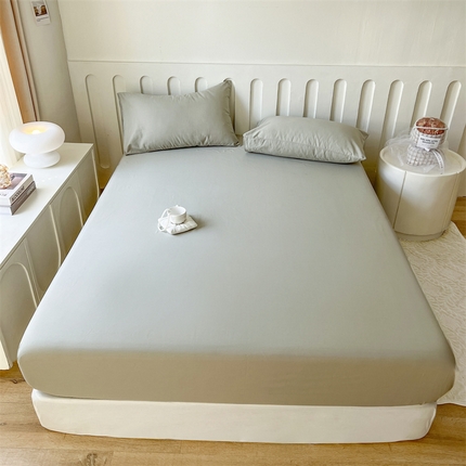 91家纺网 家纺一手货源 找家纺 857家居 2023新款全棉纯色床笠床单 星光灰