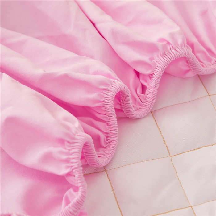 91家纺网 家纺一手货源 找家纺 屹成家纺 2024年水洗棉毛巾绣款床笠三件套 粉红