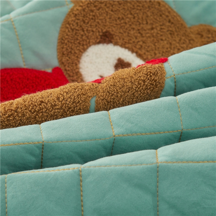 91家纺网 家纺一手货源 找家纺 屹成家纺 2024年水洗棉毛巾绣款床笠三件套 橄榄绿