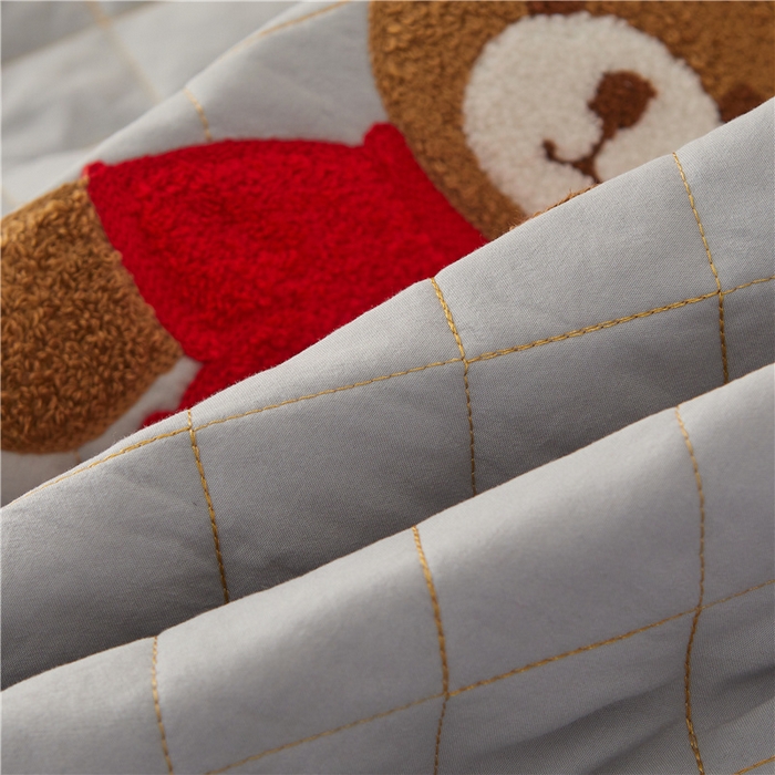 91家纺网 家纺一手货源 找家纺 屹成家纺 2024年水洗棉毛巾绣款床笠三件套 银灰