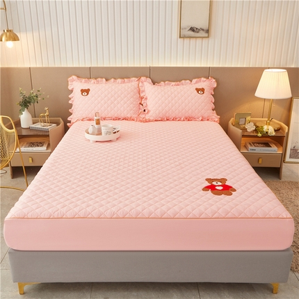 91家纺网 家纺一手货源 找家纺 屹成家纺 2024年水洗棉毛巾绣款床笠三件套 玉色