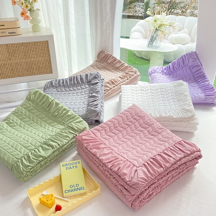 91家纺网 家纺一手货源 找家纺 恩和家纺 2025新款奶油风水洗夏被 青黛灰