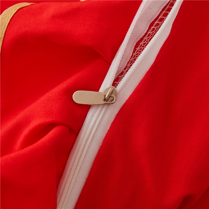 91家纺网 家纺一手货源 找家纺 屹成家纺 2024年水洗棉毛巾绣款床笠四件套 大红