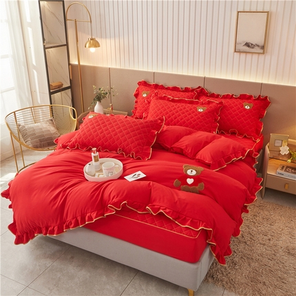 91家纺网 家纺一手货源 找家纺 （总）屹成家纺 2024年水洗棉毛巾绣款床笠四件套